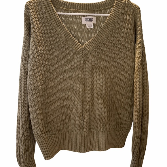 PINK Victoria's Secret Sweaters - PINK Victoria's Secret Olive V-Neck Sweater
Oversized
